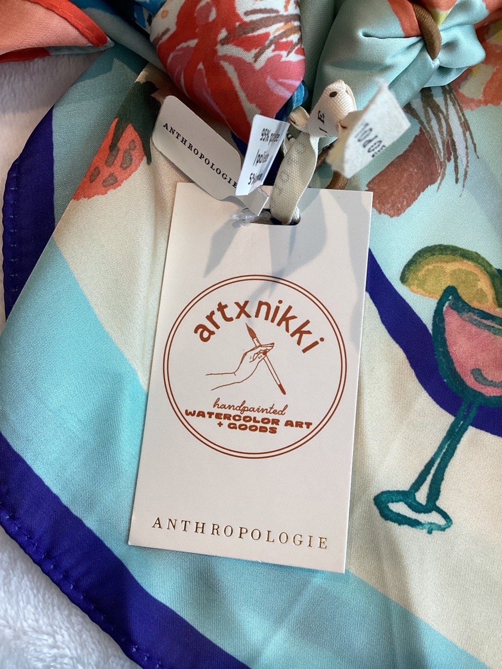 🐾Anthropologie Silky Scarves Hair Head Bag Scarf Set of 2 New Dog Car Cocktail - Picture 6 of 8